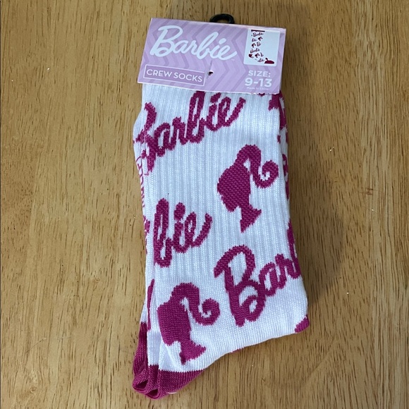 Barbie Logo Pink and White Casual Socks - Picture 1 of 1